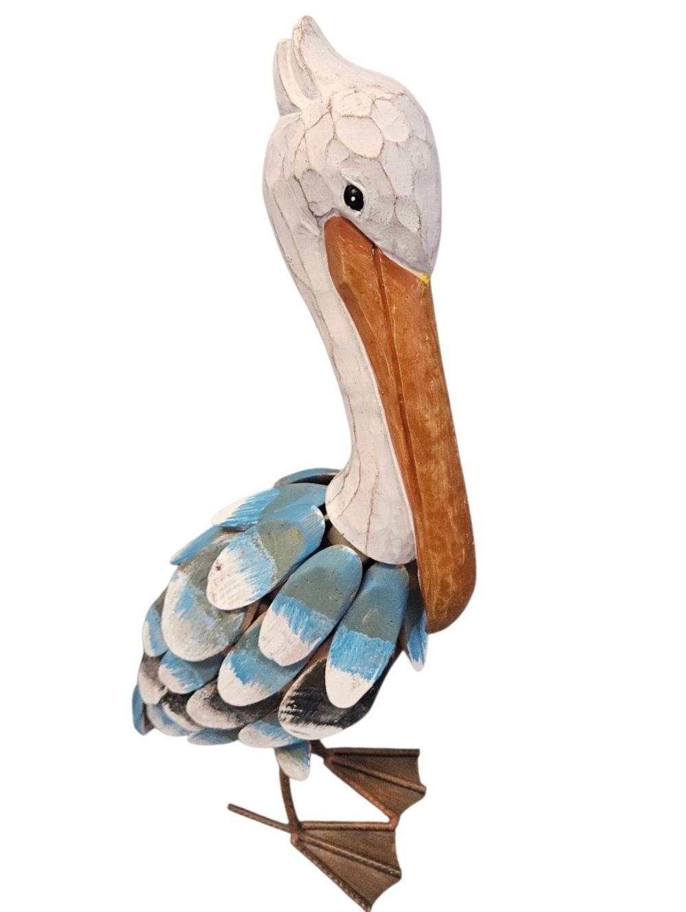 Newel Antiques Hand Carved Hand Painted Pelican Decor